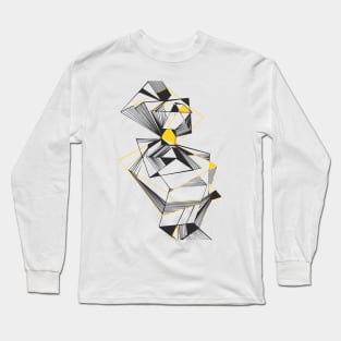 Black Geometric galaxy modern yellow Long Sleeve T-Shirt